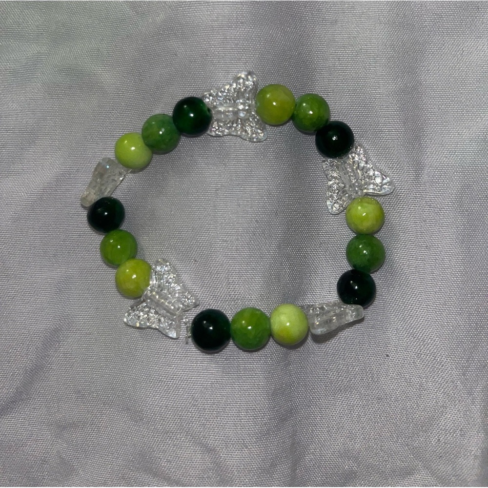 Handmade green butterfly bracelet
